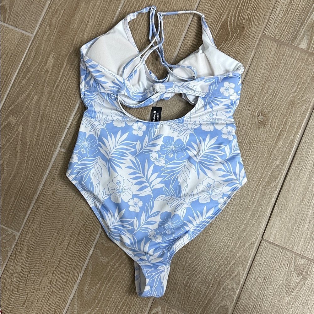 Hurley Blue and White Floral One Piece Swimsuit - Picture 4 of 8